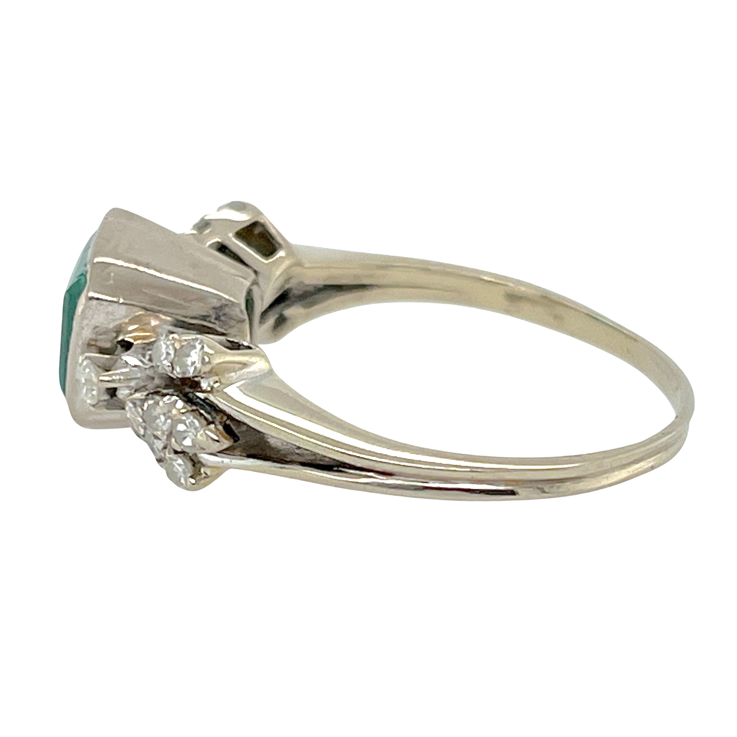 2.00 ct. Natural Colombian Emerald & Diamond Ring in 14K White Gold