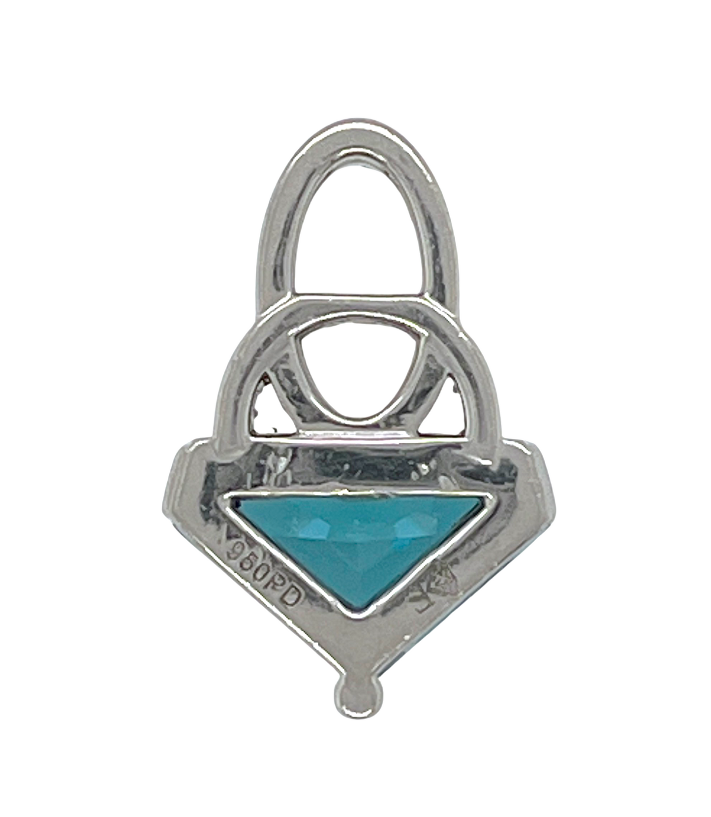 Blue Zircon & Diamond Pendant in Palladium