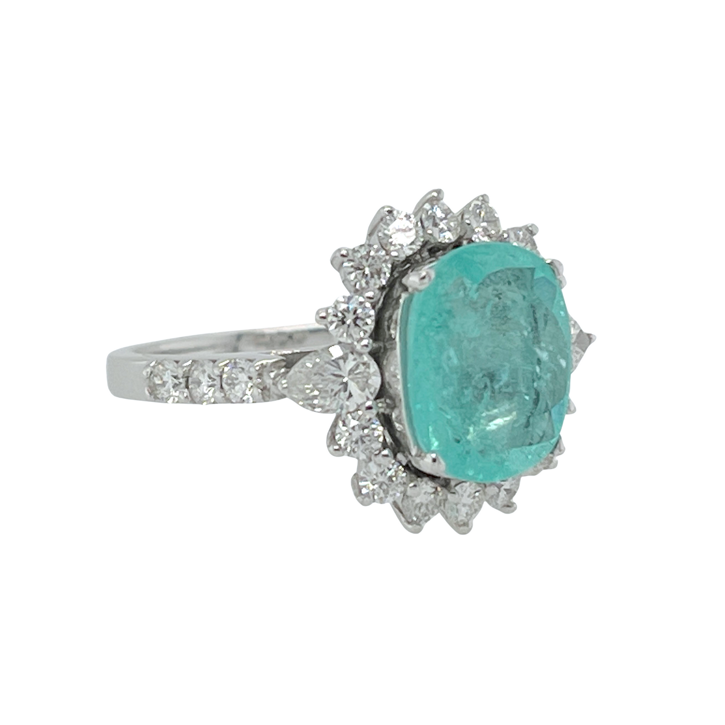 2.67 ct. Paraiba Tourmaline & Diamond Ring in 18K White Gold