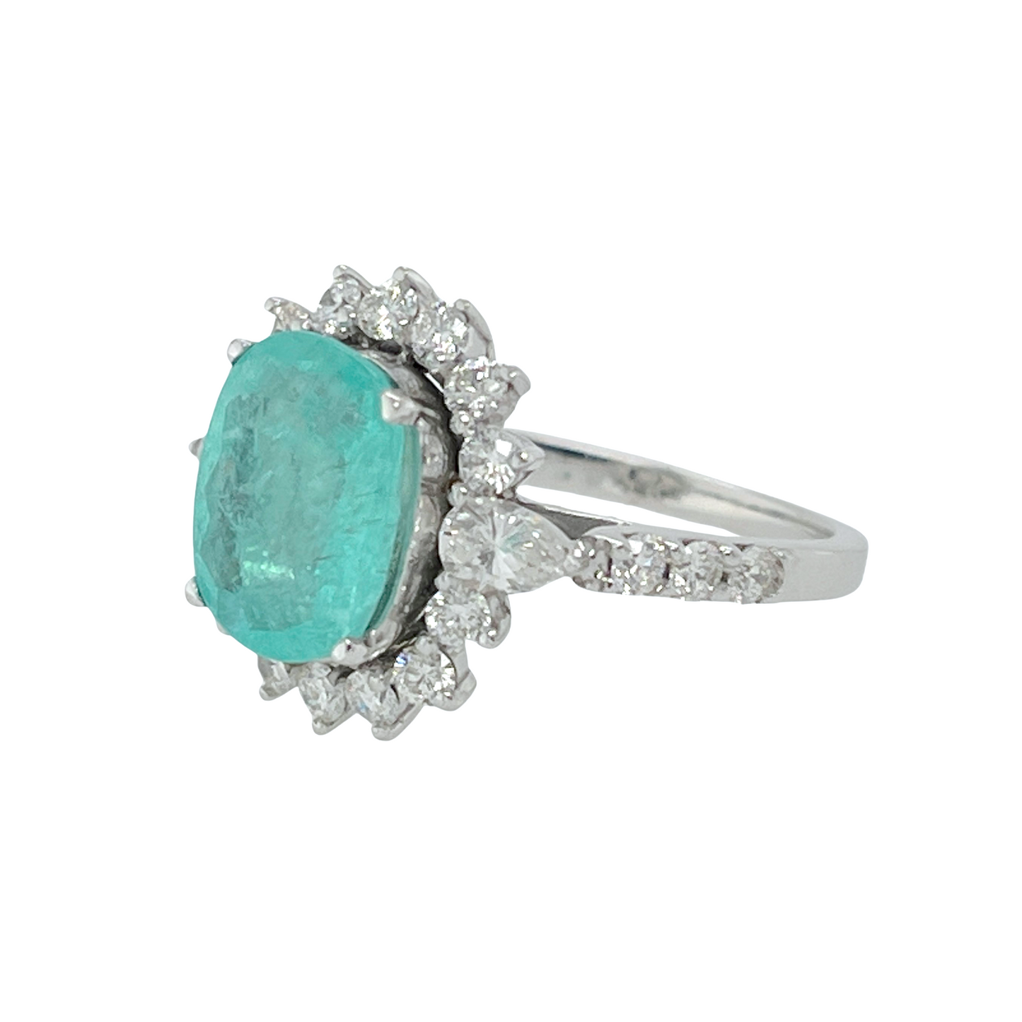 2.67 ct. Paraiba Tourmaline & Diamond Ring in 18K White Gold