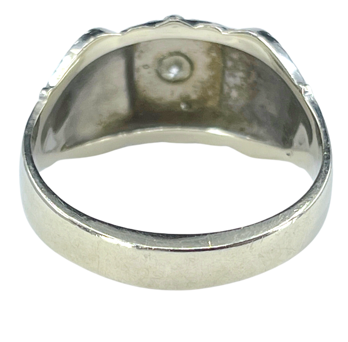 Gent's Vintage Diamond and Enamel Elks Lodge Ring in 14K White Gold