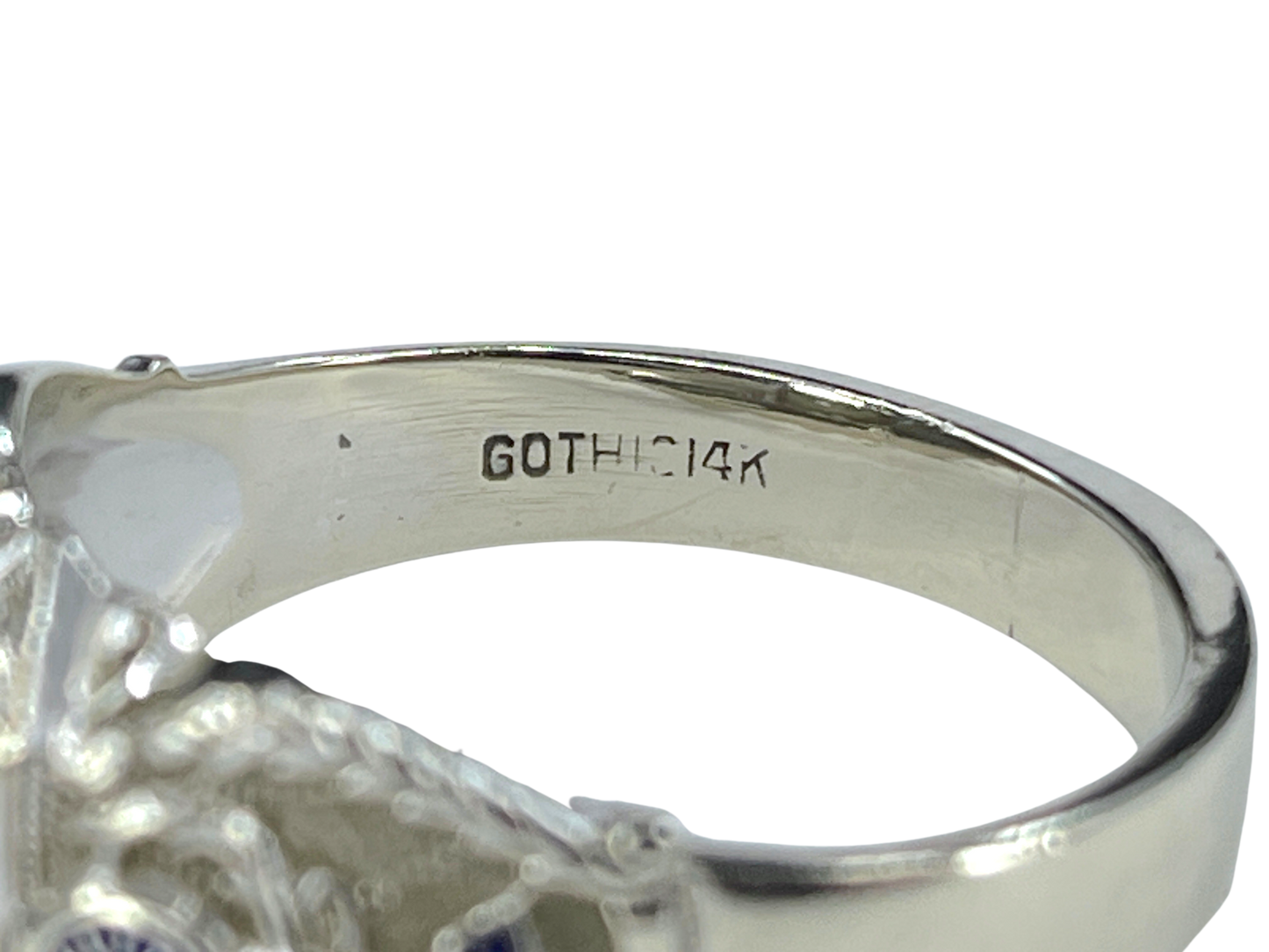 Gent's Vintage Diamond and Enamel Elks Lodge Ring in 14K White Gold