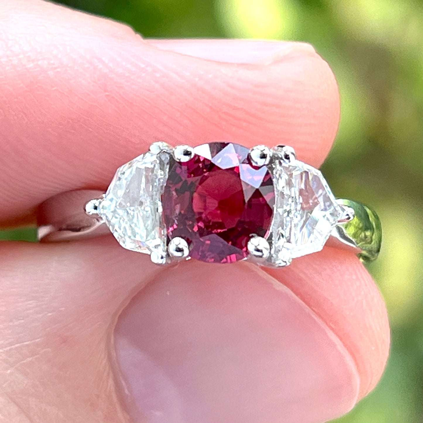 GIA 1.04 ct. No-Heat Burma Red Spinel & Diamond Ring in Platinum