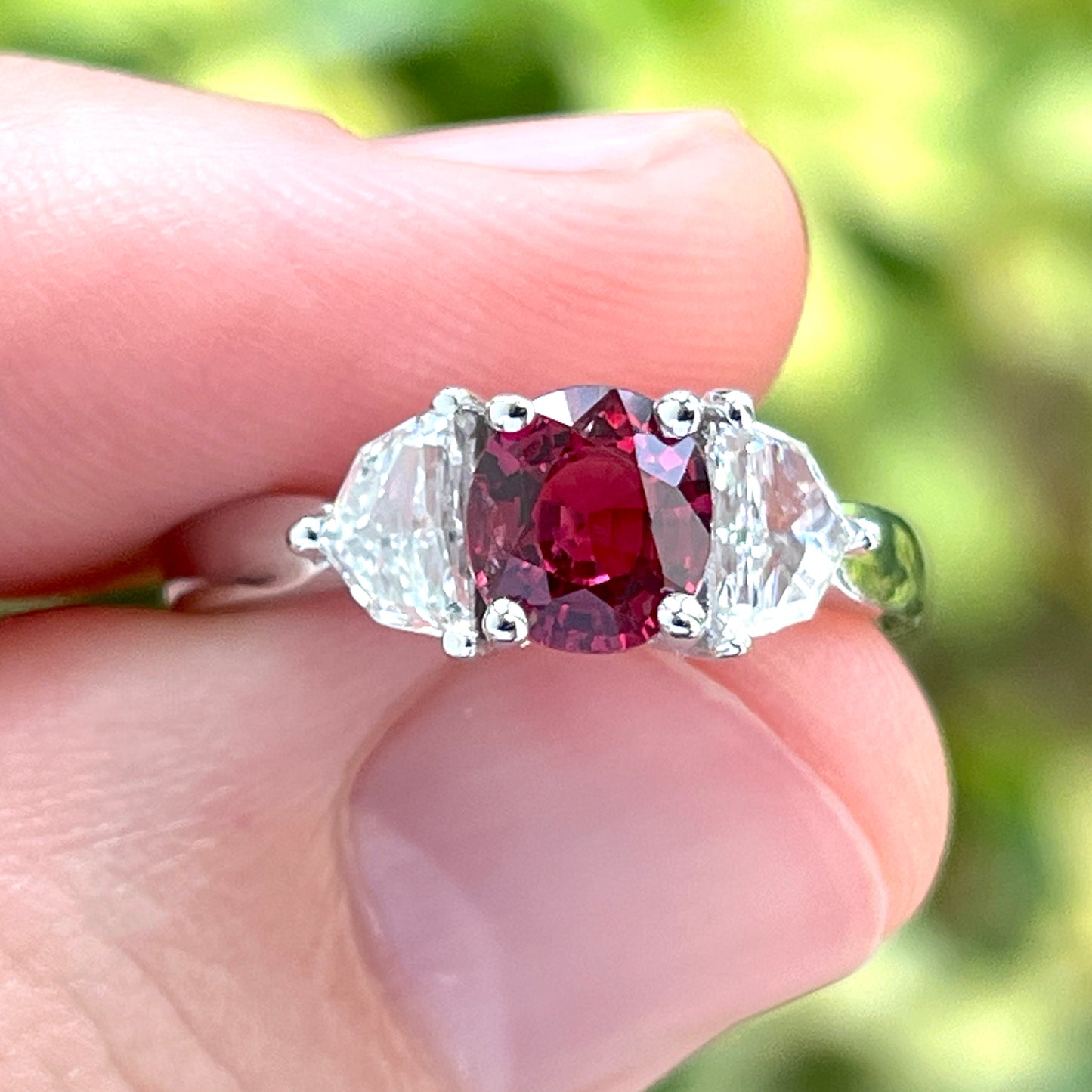 GIA 1.04 ct. No-Heat Burma Red Spinel & Diamond Ring in Platinum
