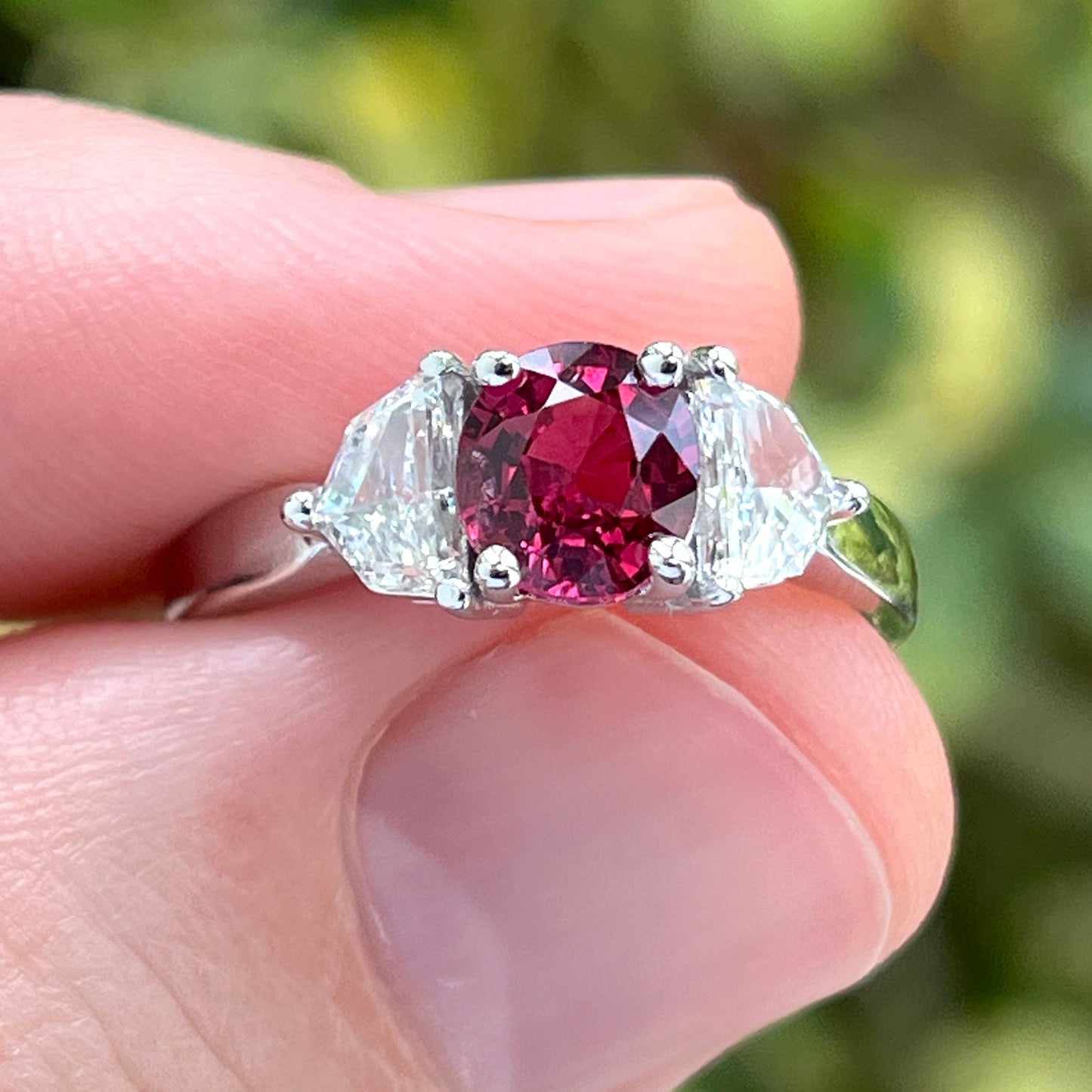 GIA 1.04 ct. No-Heat Burma Red Spinel & Diamond Ring in Platinum