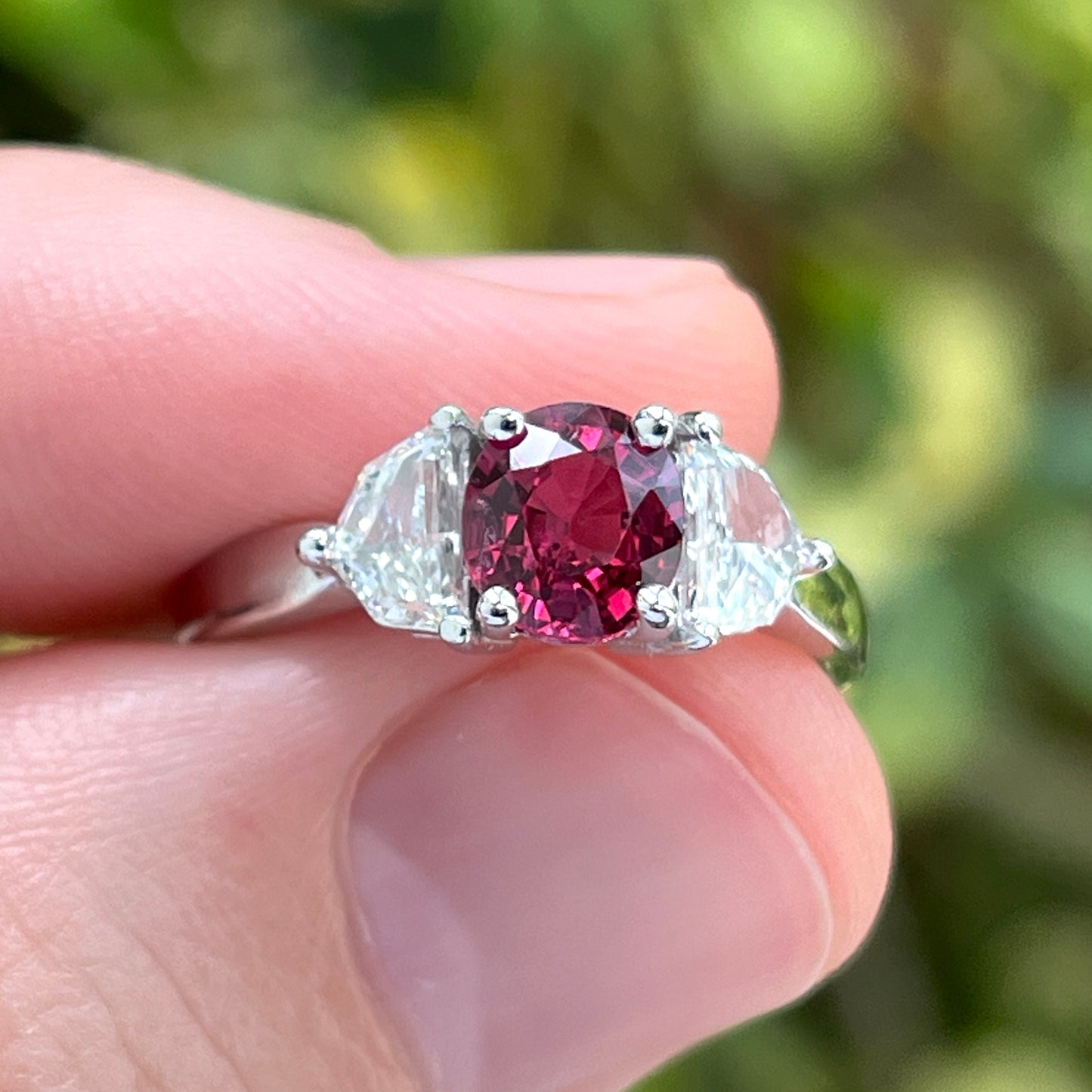 GIA 1.04 ct. No-Heat Burma Red Spinel & Diamond Ring in Platinum