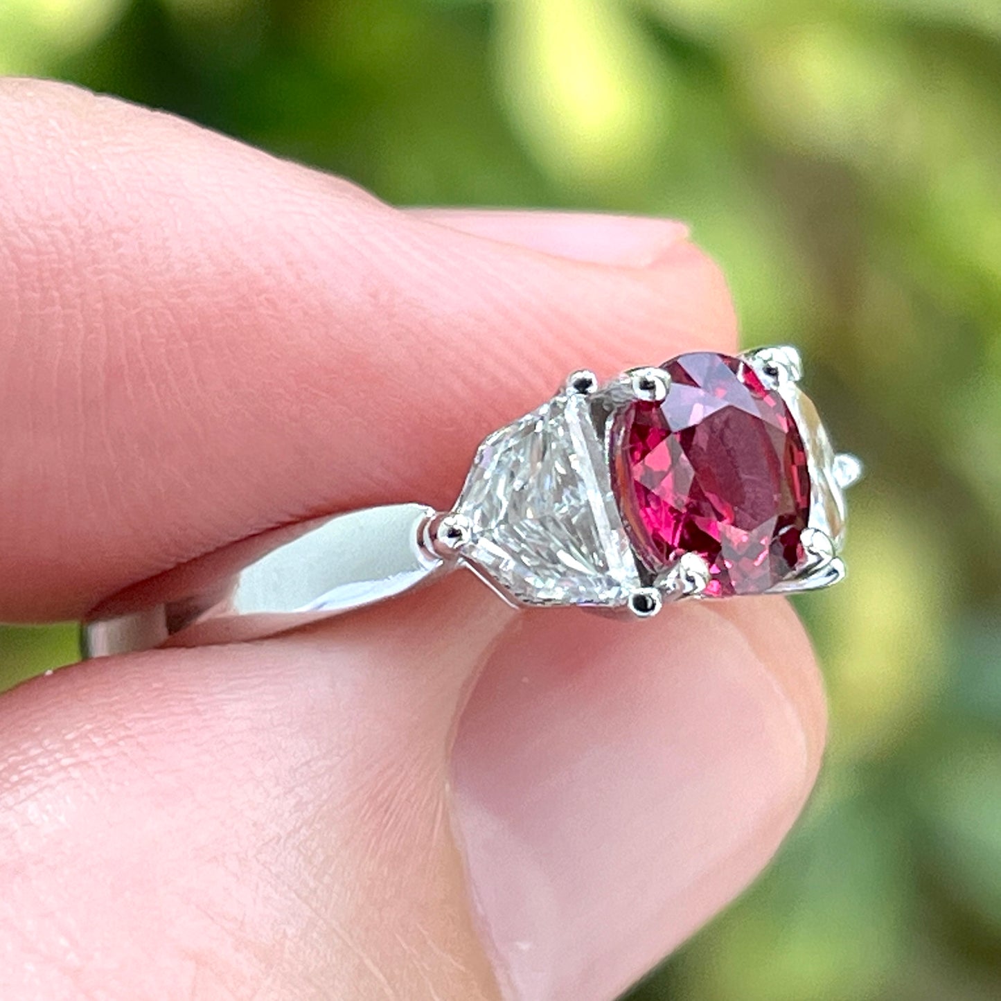 GIA 1.04 ct. No-Heat Burma Red Spinel & Diamond Ring in Platinum