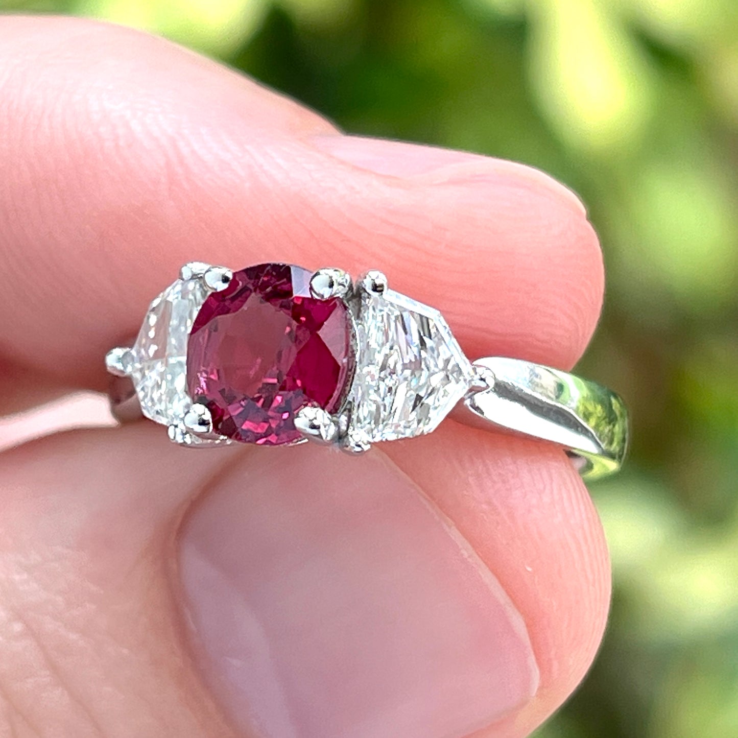 GIA 1.04 ct. No-Heat Burma Red Spinel & Diamond Ring in Platinum