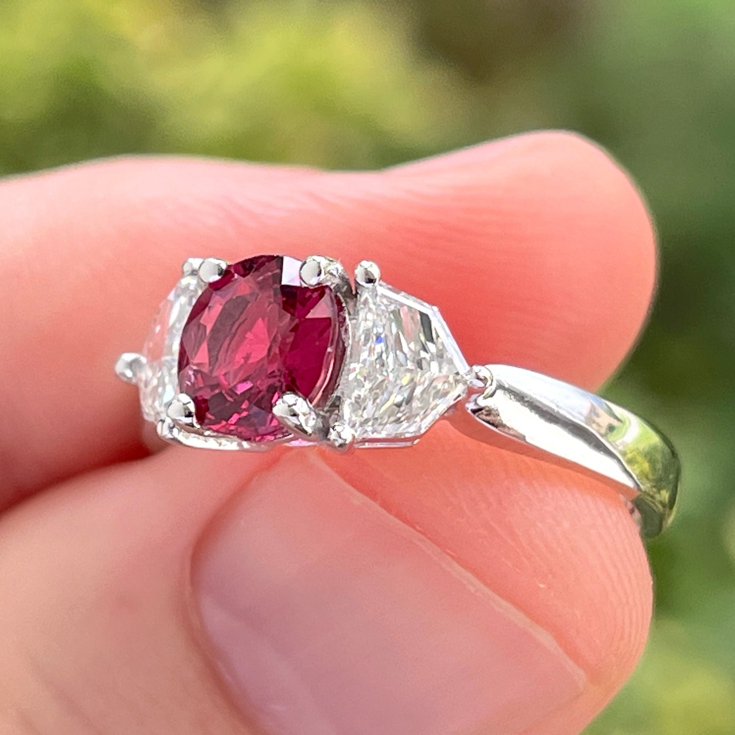 GIA 1.04 ct. No-Heat Burma Red Spinel & Diamond Ring in Platinum