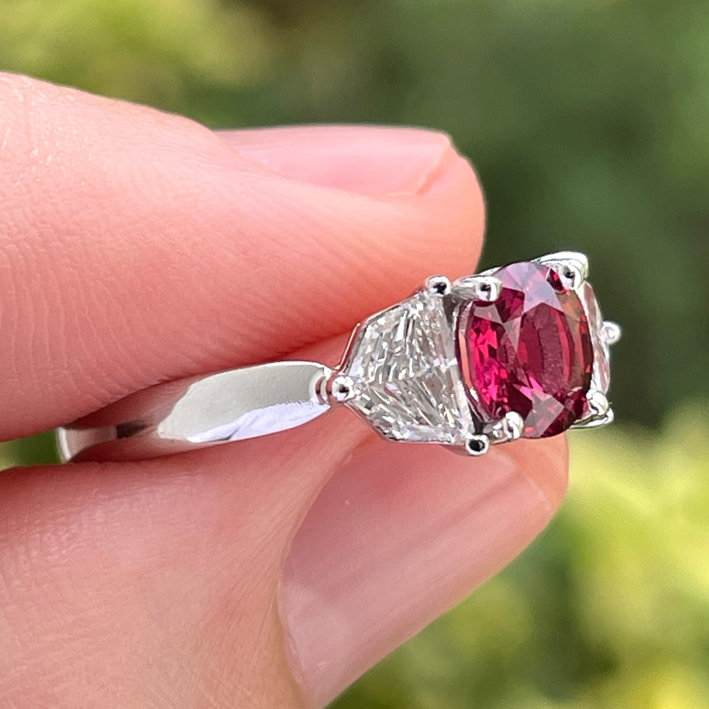 GIA 1.04 ct. No-Heat Burma Red Spinel & Diamond Ring in Platinum