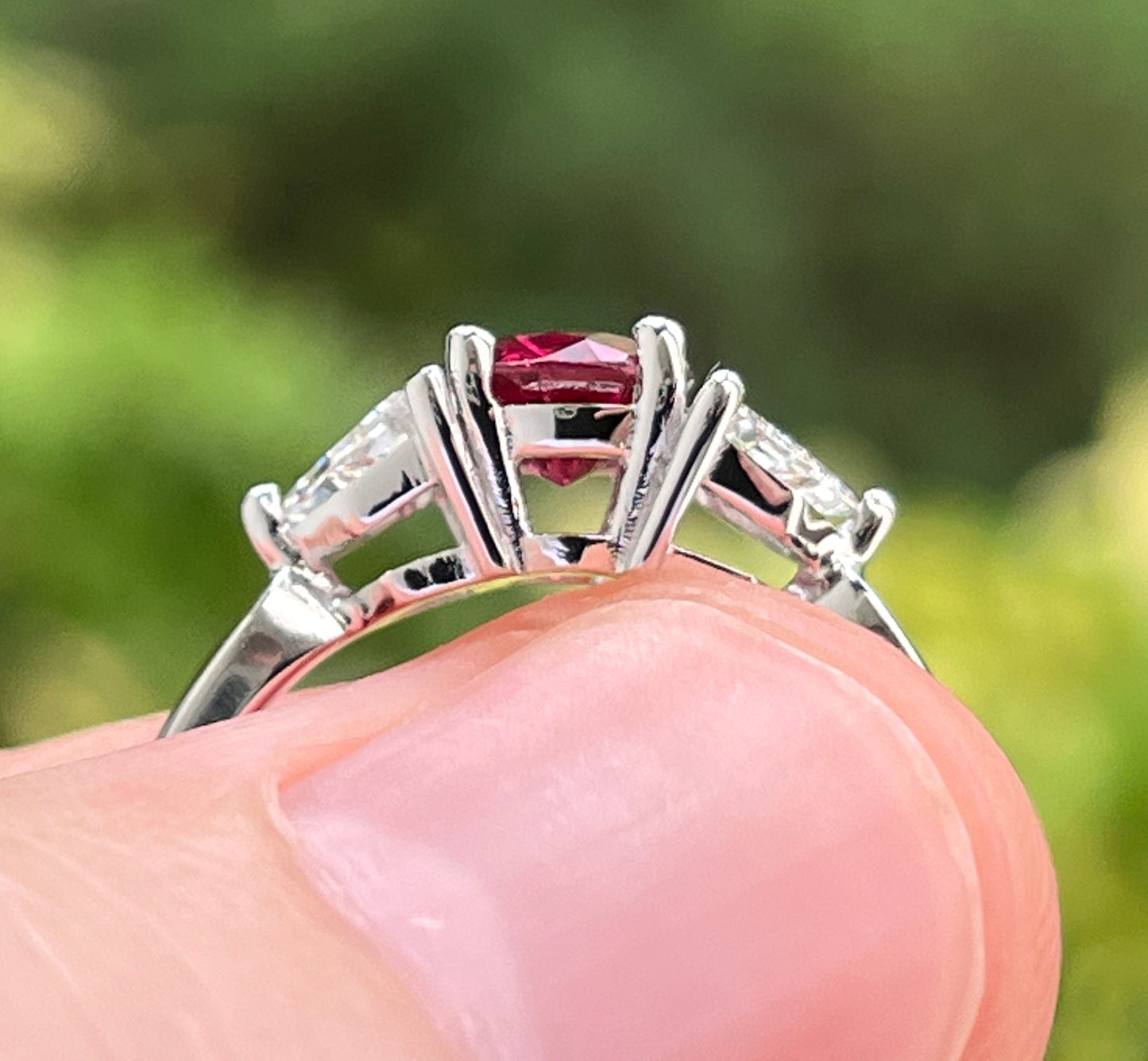 GIA 1.04 ct. No-Heat Burma Red Spinel & Diamond Ring in Platinum