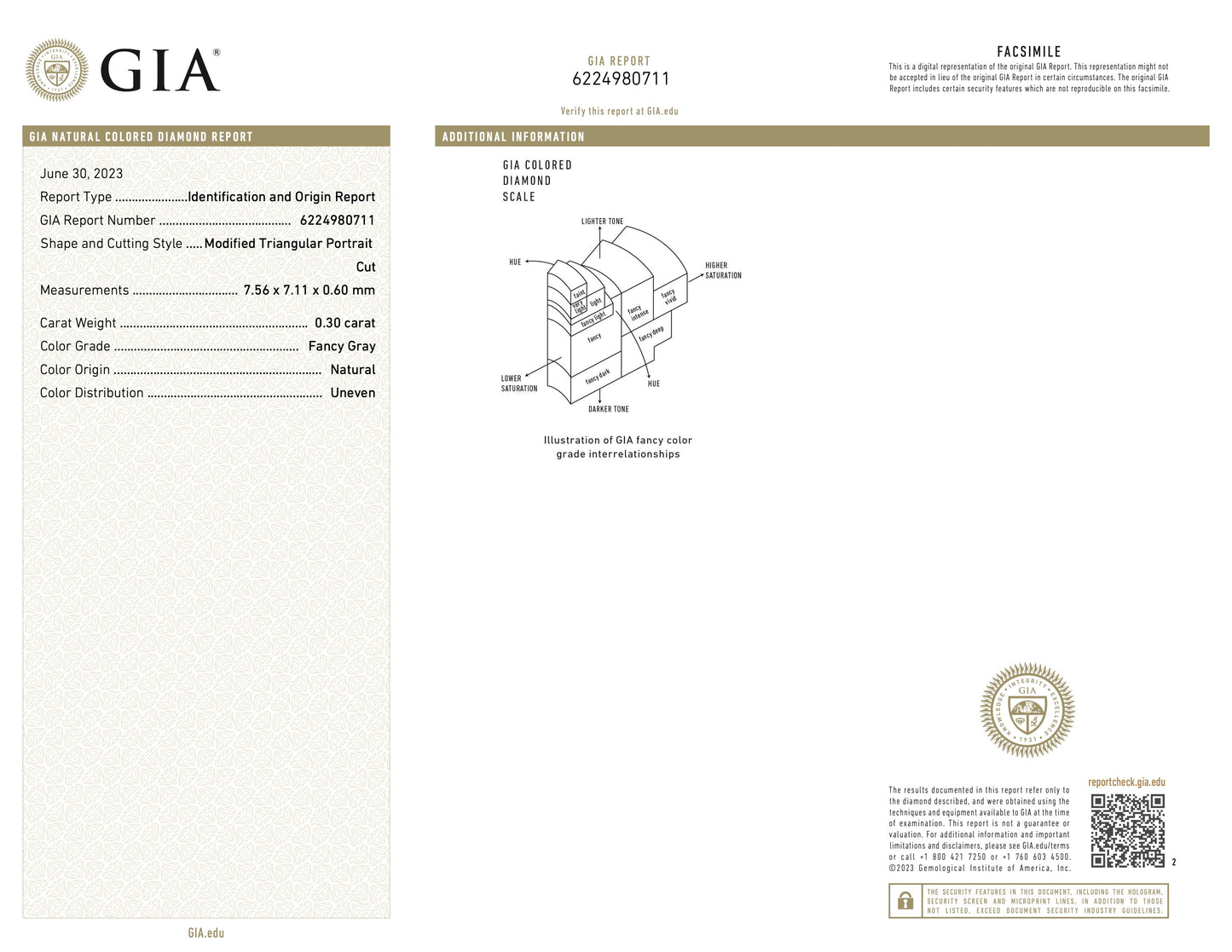 GIA 0.30 ct. Natural Fancy Gray Asteriated Diamond