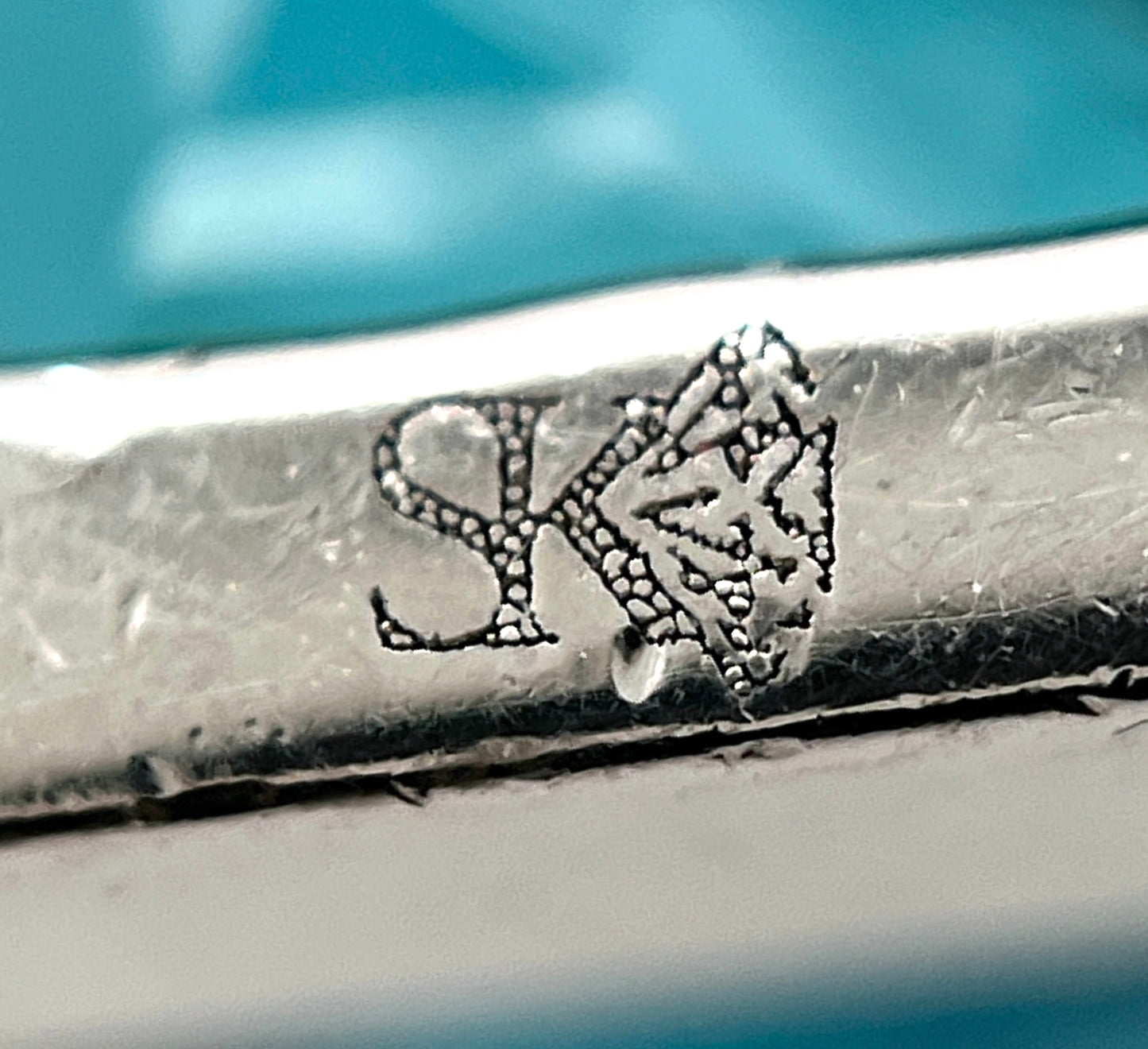 Blue Zircon & Diamond Pendant in Palladium