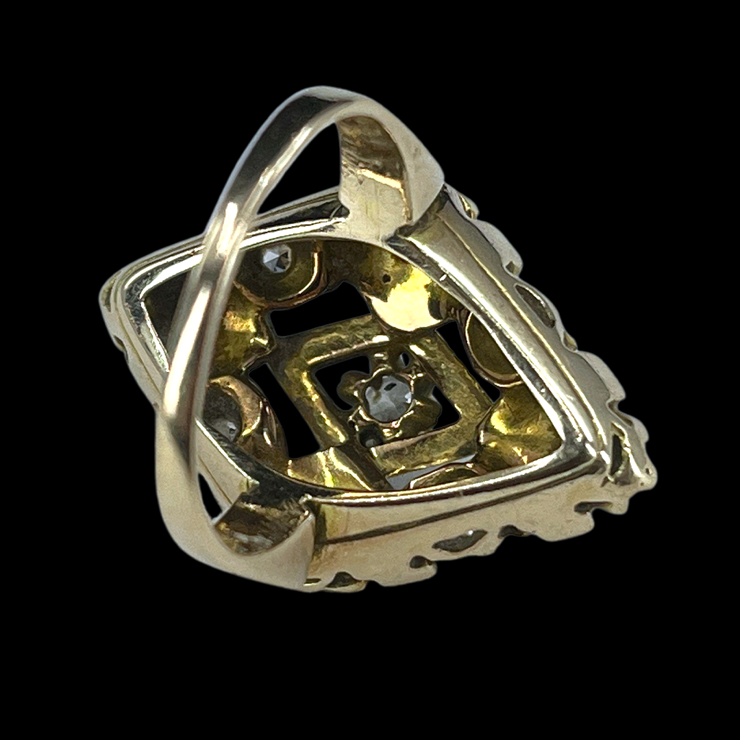 Victorian Era Diamond Mourning Ring in 14K Gold