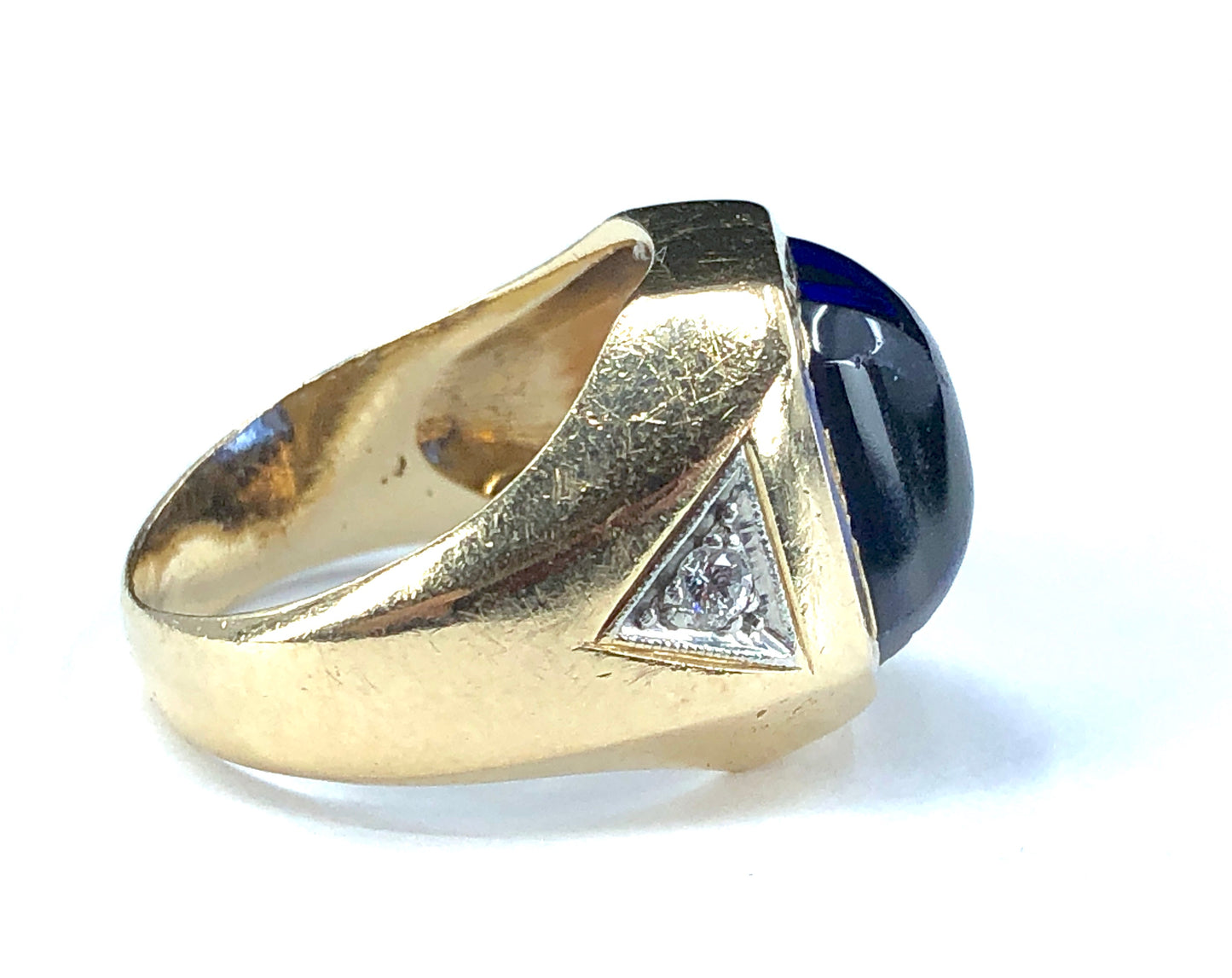 Lab Created Sugarloaf Sapphire and Diamond Ring in 14K Gold