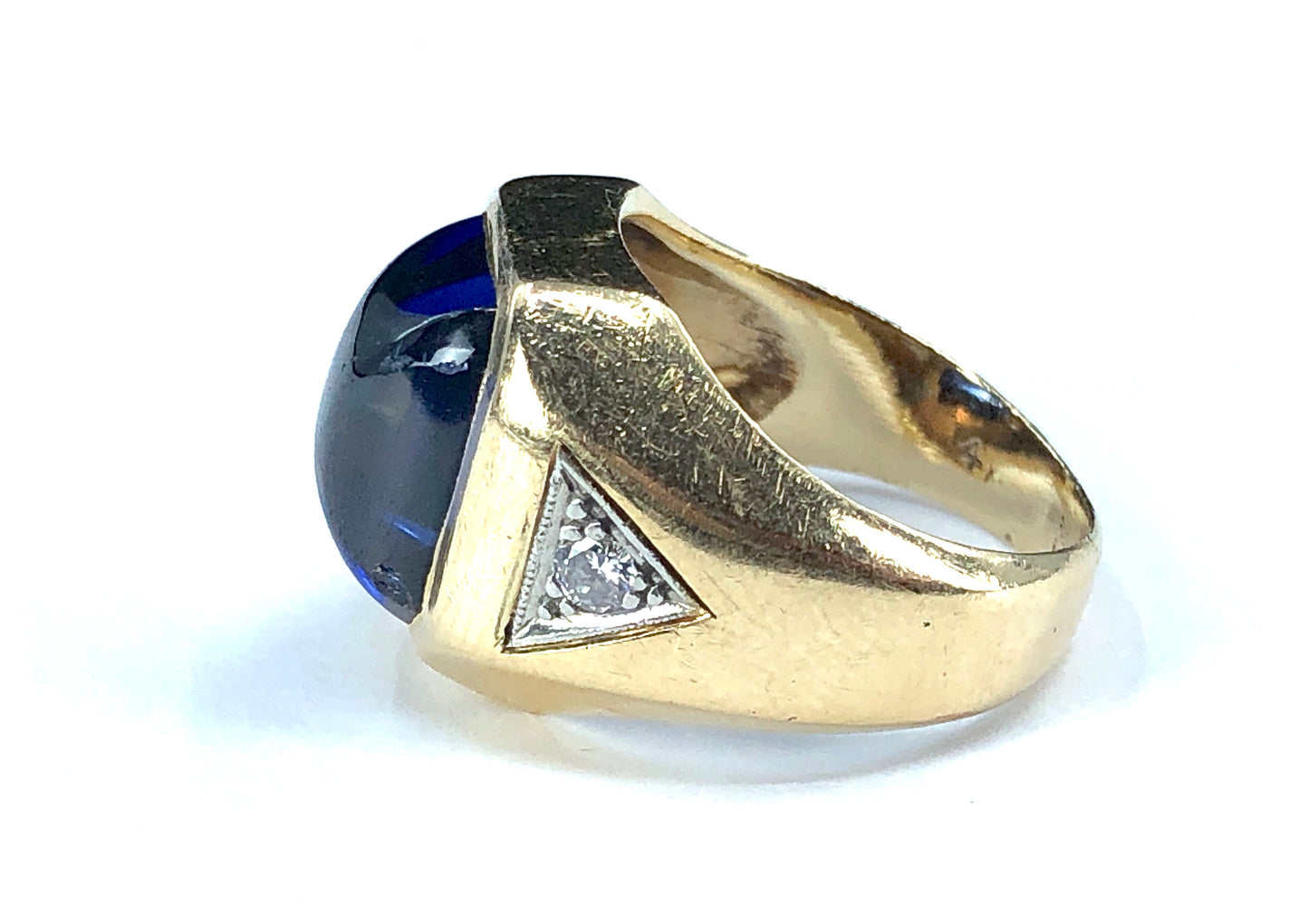 Lab Created Sugarloaf Sapphire and Diamond Ring in 14K Gold