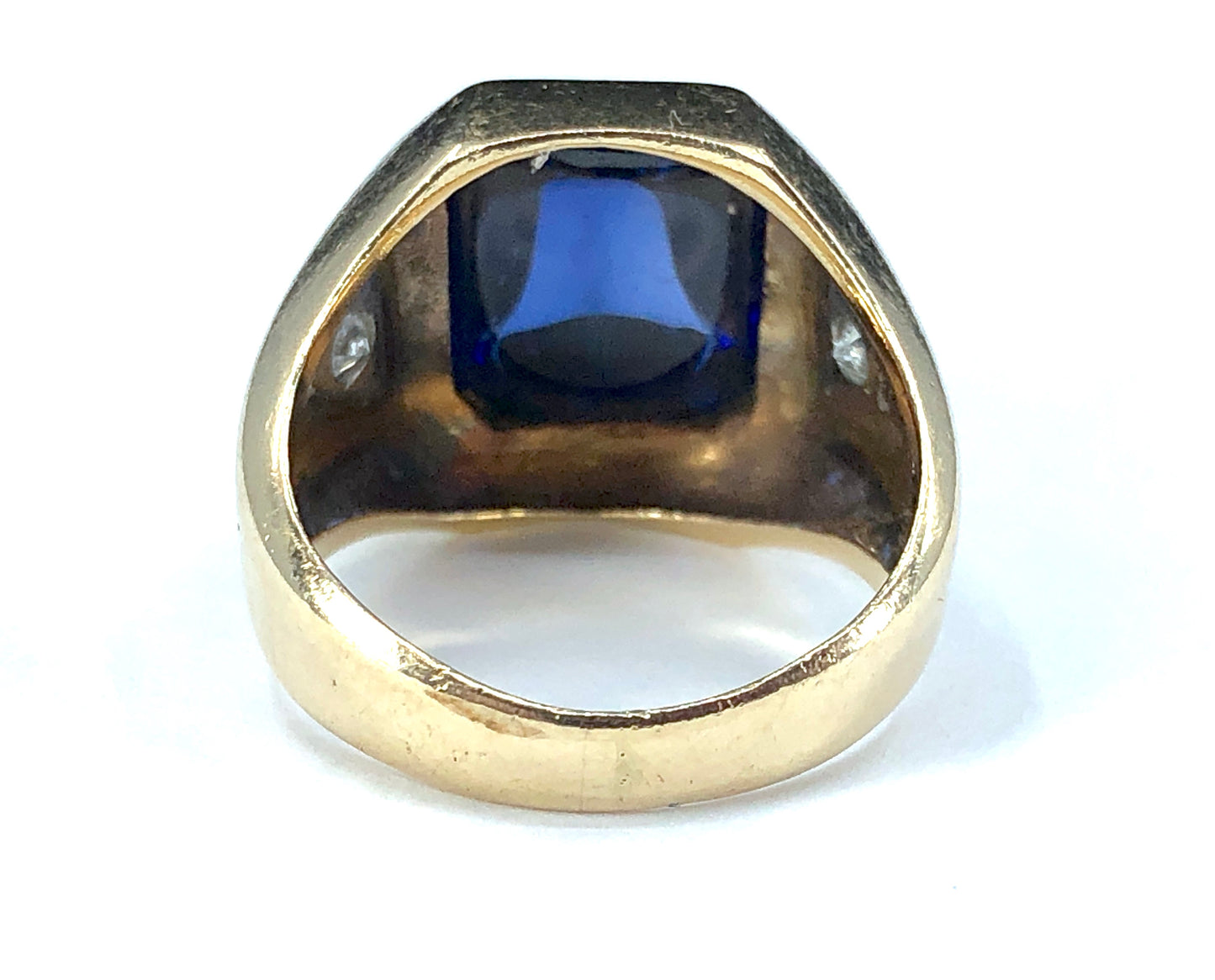 Lab Created Sugarloaf Sapphire and Diamond Ring in 14K Gold