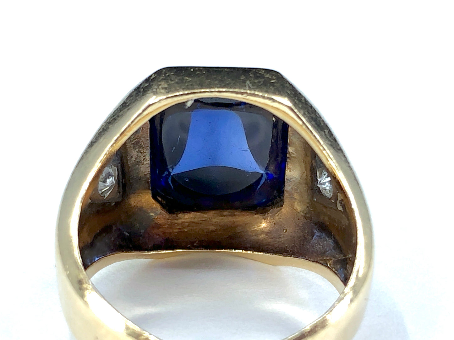 Lab Created Sugarloaf Sapphire and Diamond Ring in 14K Gold