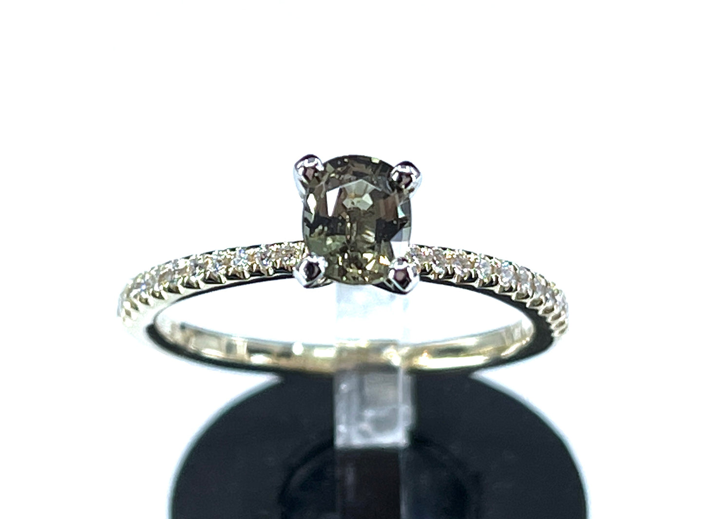 GIA 0.56 ct. Alexandrite & Diamond Engagement Ring in 14K Gold & Platinum
