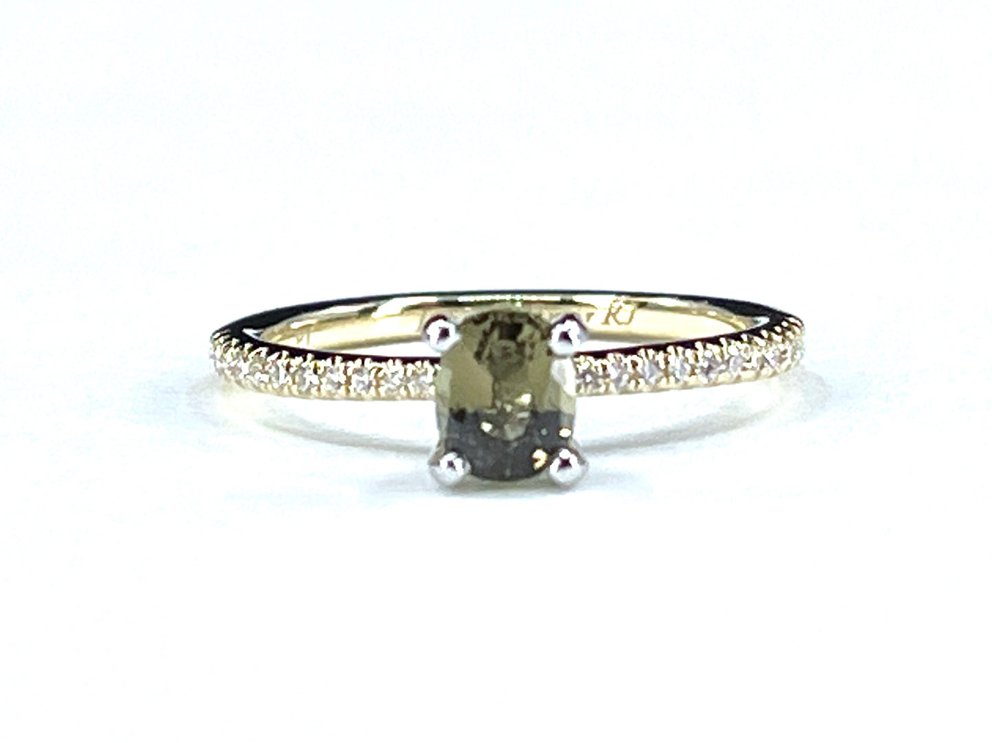 GIA 0.56 ct. Alexandrite & Diamond Engagement Ring in 14K Gold & Platinum