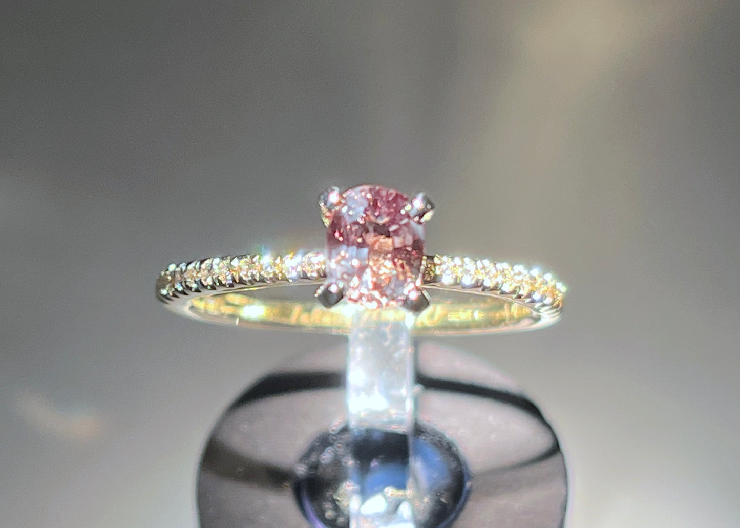 GIA 0.56 ct. Alexandrite & Diamond Engagement Ring in 14K Gold & Platinum