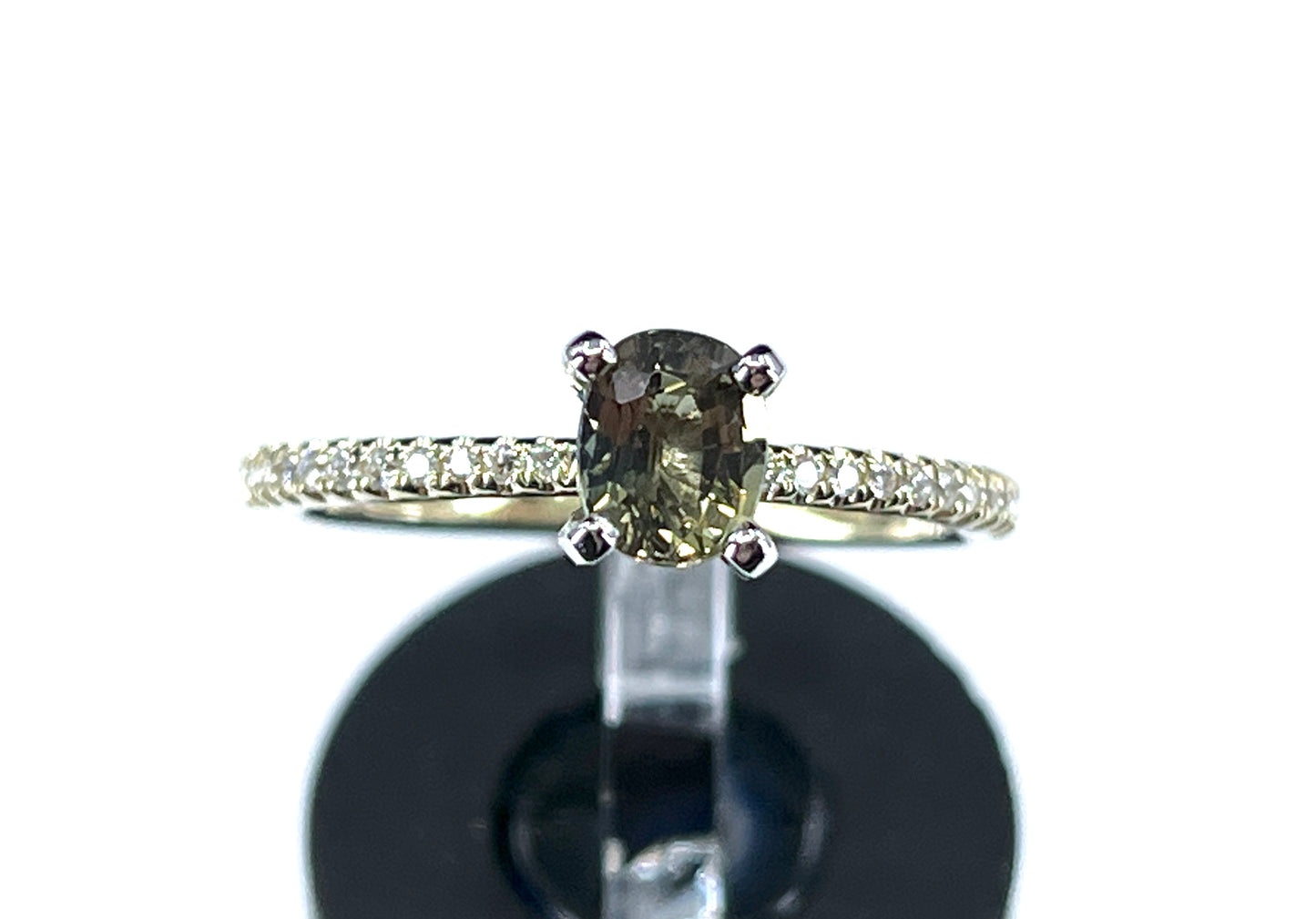 GIA 0.56 ct. Alexandrite & Diamond Engagement Ring in 14K Gold & Platinum