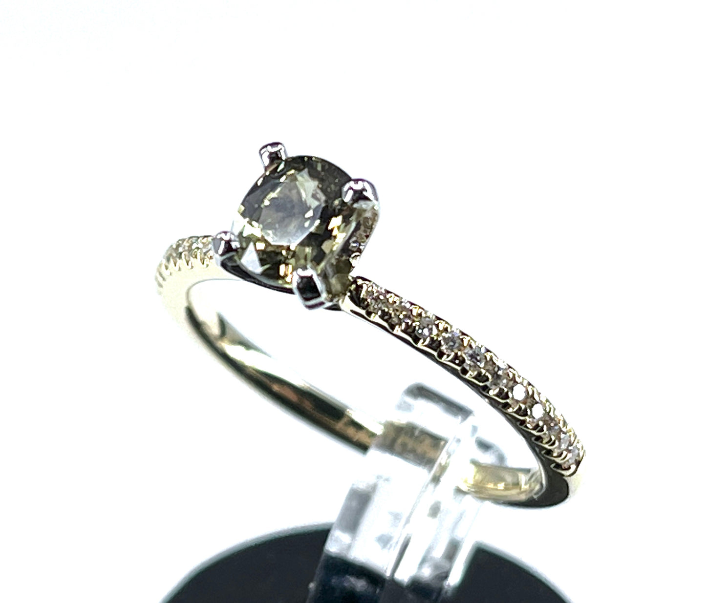 GIA 0.56 ct. Alexandrite & Diamond Engagement Ring in 14K Gold & Platinum