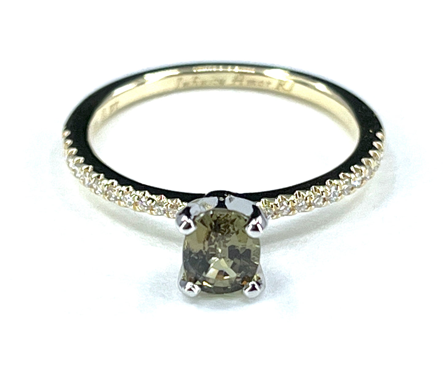GIA 0.56 ct. Alexandrite & Diamond Engagement Ring in 14K Gold & Platinum