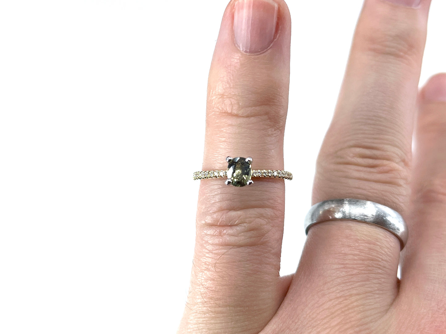 GIA 0.56 ct. Alexandrite & Diamond Engagement Ring in 14K Gold & Platinum
