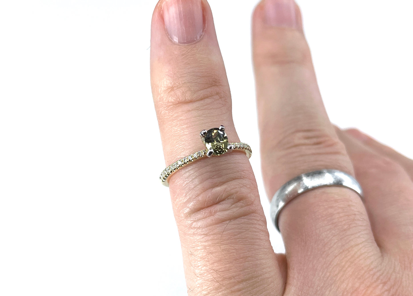 GIA 0.56 ct. Alexandrite & Diamond Engagement Ring in 14K Gold & Platinum