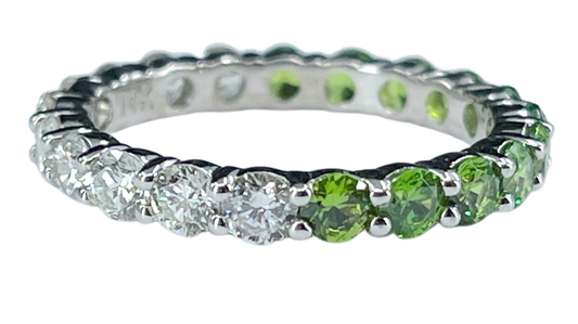 Diamond & Demantoid "Half & Half" Eternity Band in 14K White Gold