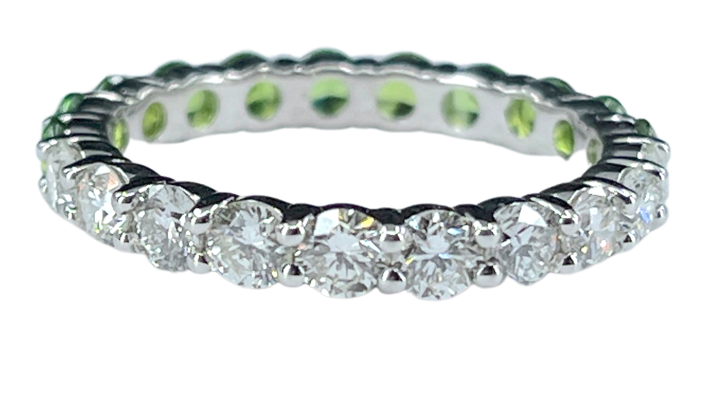 Diamond & Demantoid "Half & Half" Eternity Band in 14K White Gold
