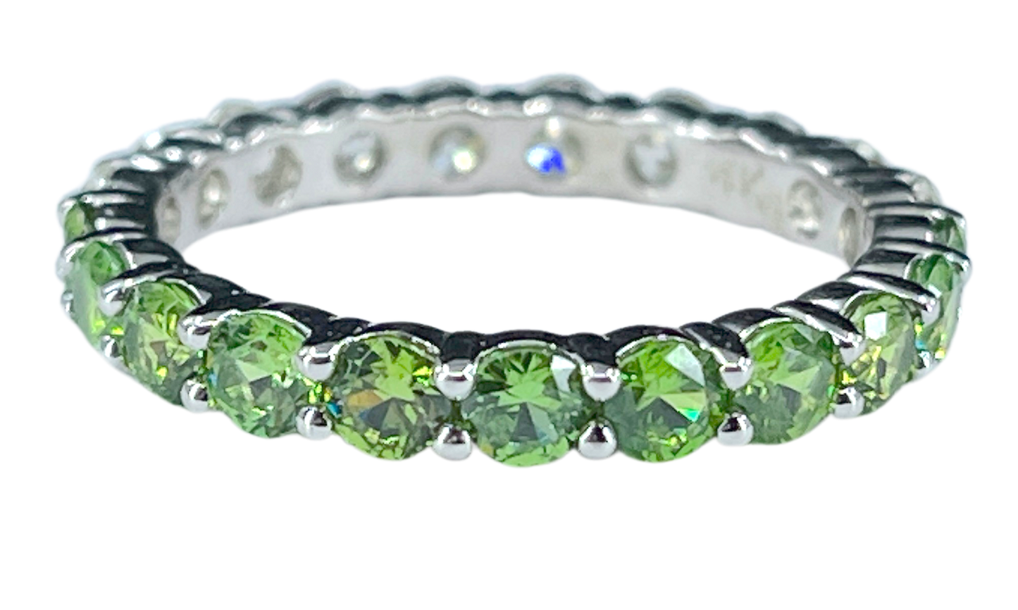 Diamond & Demantoid "Half & Half" Eternity Band in 14K White Gold