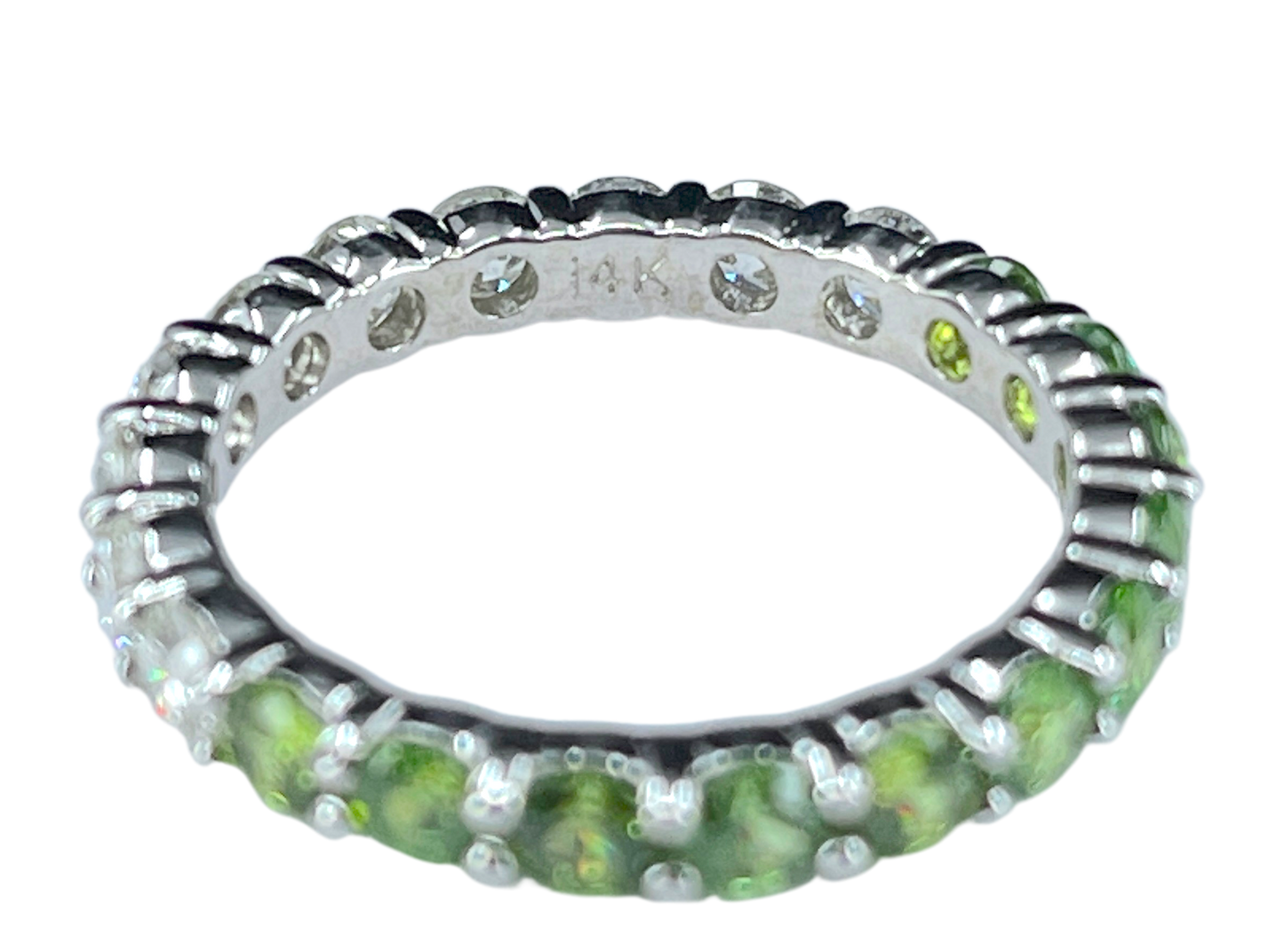 Diamond & Demantoid "Half & Half" Eternity Band in 14K White Gold