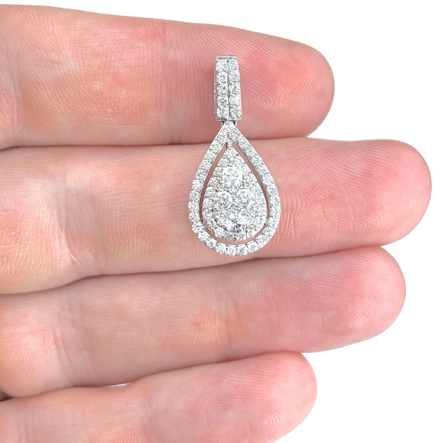 1.20 ctw. Diamond Cluster Pendant in 14K White Gold