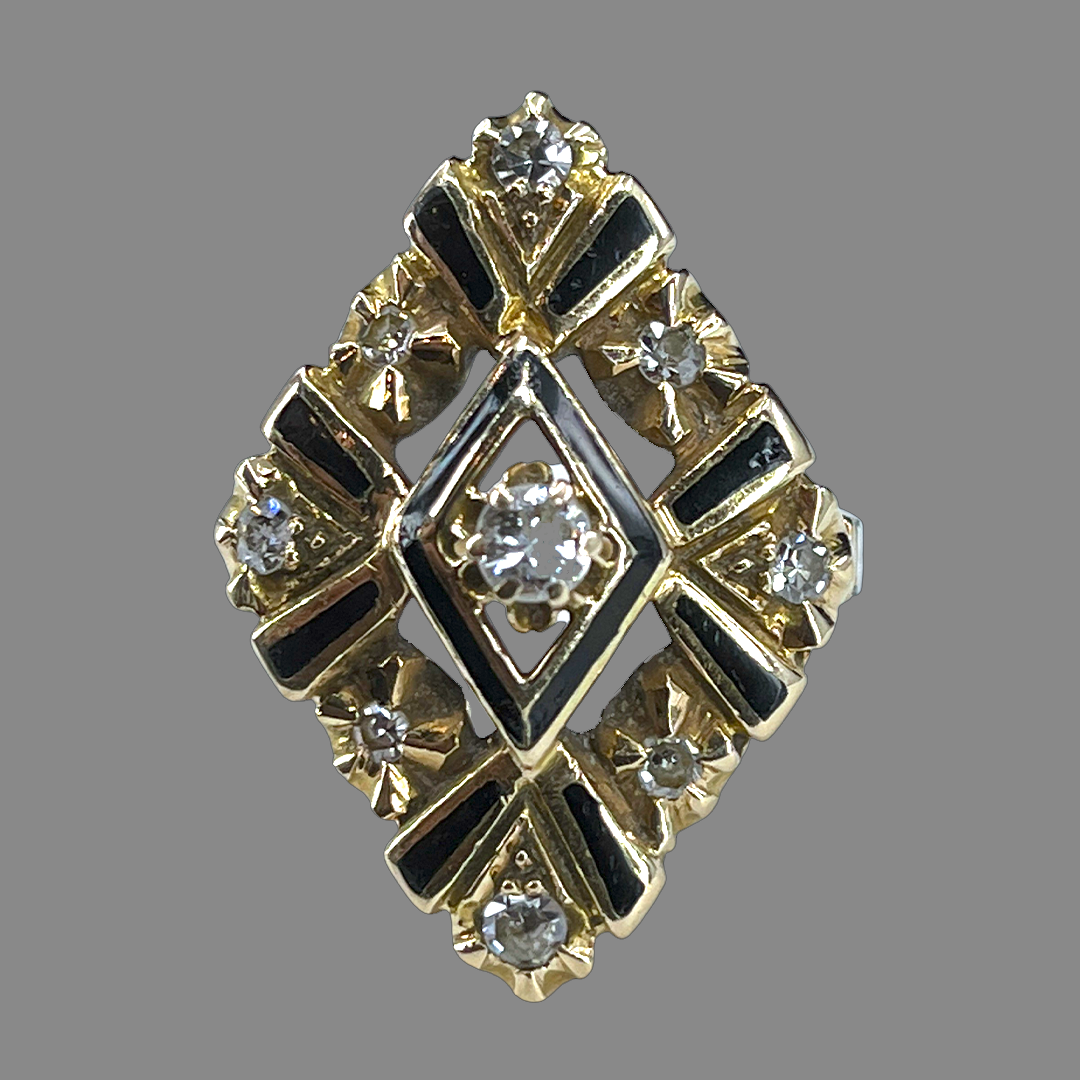 Victorian Era Diamond Mourning Ring in 14K Gold
