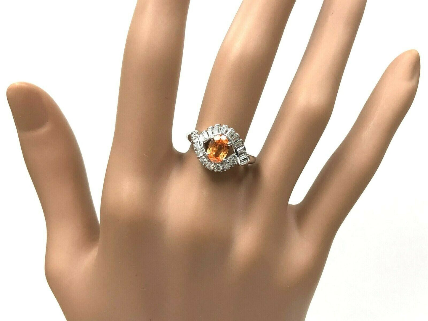 Spessartine & Diamond Ring in Platinum