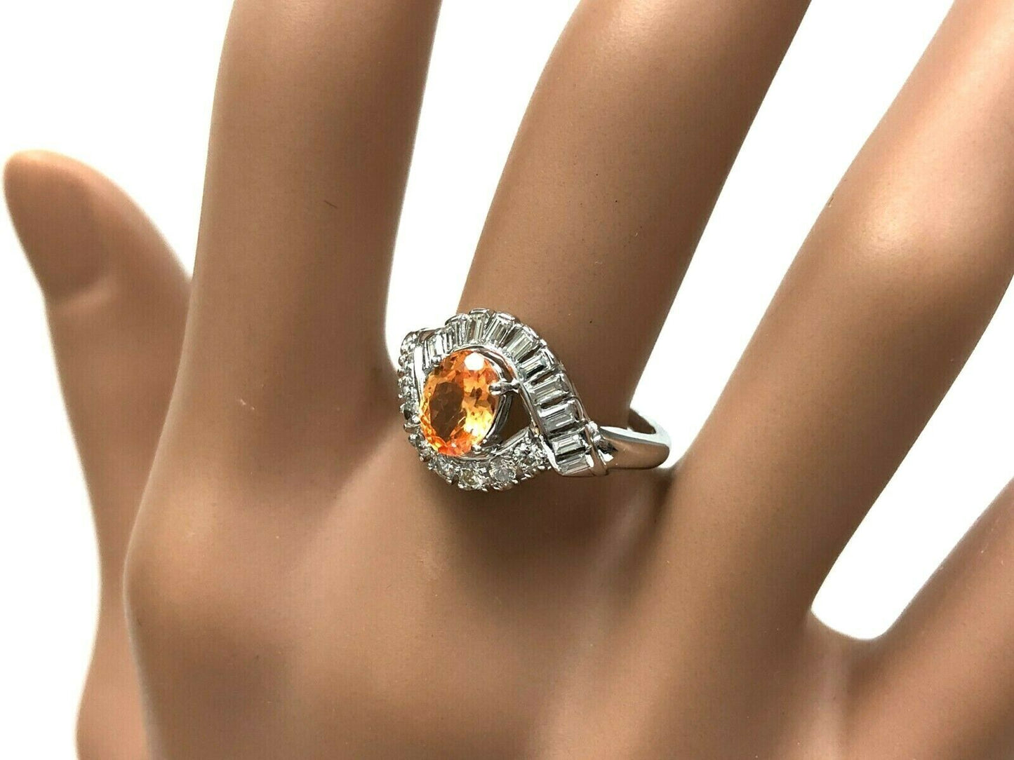 Spessartine & Diamond Ring in Platinum