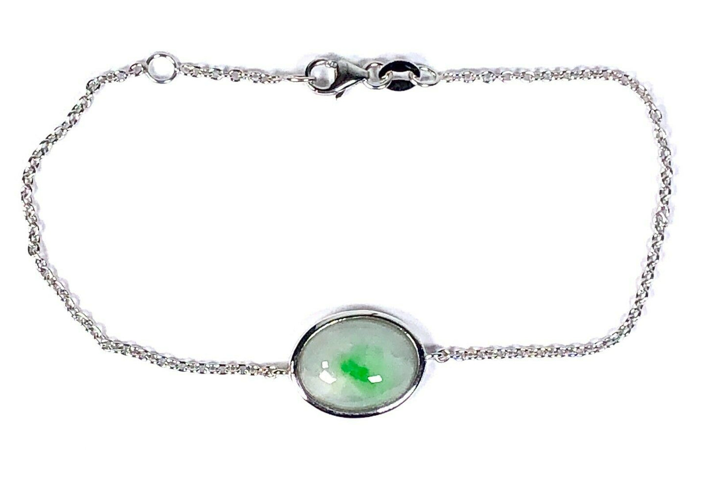 4.60 ct. Type A Mottled Jade Bracelet in 18K White Gold