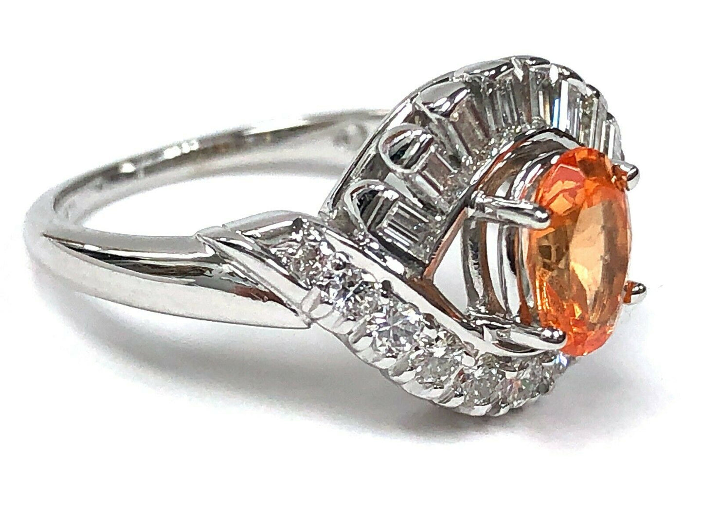 Spessartine & Diamond Ring in Platinum