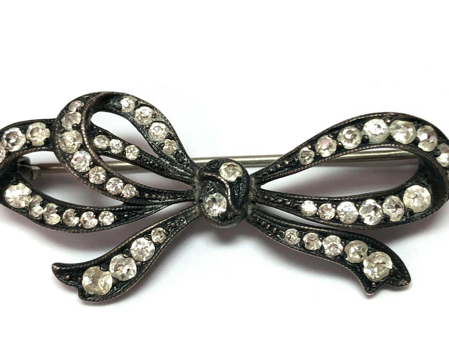 Victorian Era Knoll & Pregizer Old Mine Cut Paste Brooch in Sterling Silver