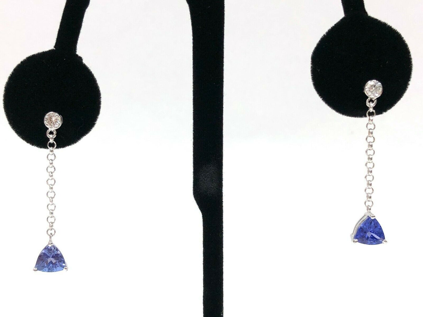 Tanzanite & Diamond Dangle Earrings in 14K White Gold
