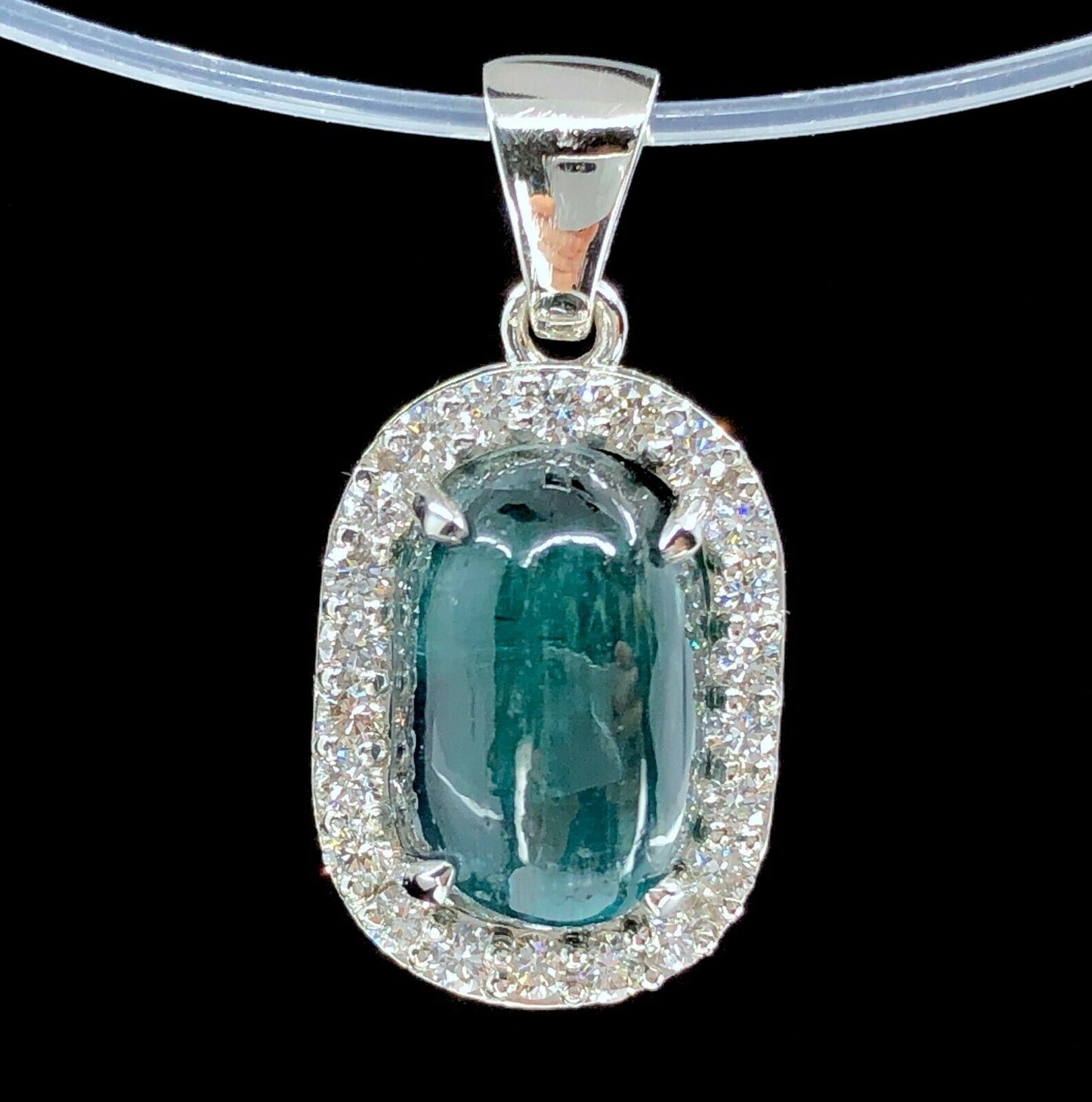 GIA 6.16 ct. Cat's Eye Tourmaline & Diamond Pendant in Platinum