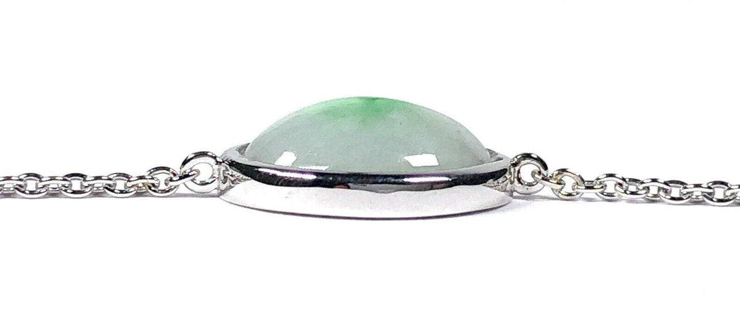 4.60 ct. Type A Mottled Jade Bracelet in 18K White Gold