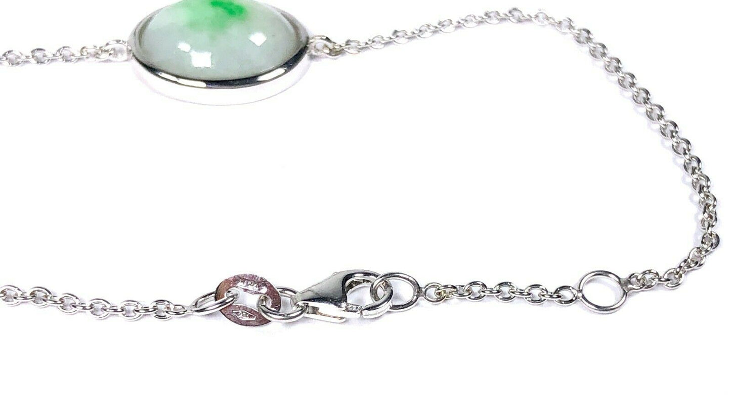 4.60 ct. Type A Mottled Jade Bracelet in 18K White Gold