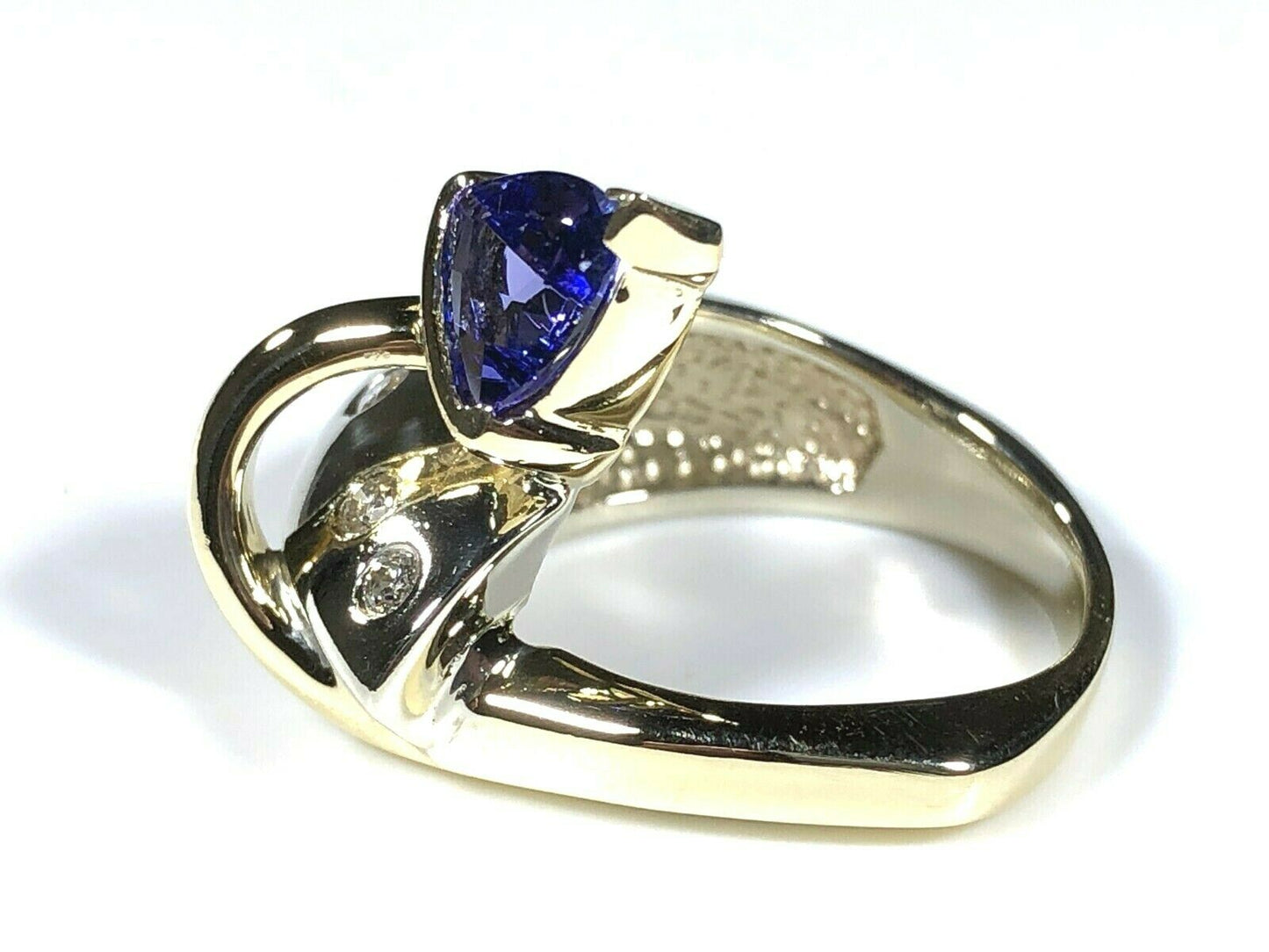 Tanzanite & Diamond "Devil's Tail" Ring in 14K White & Yellow Gold