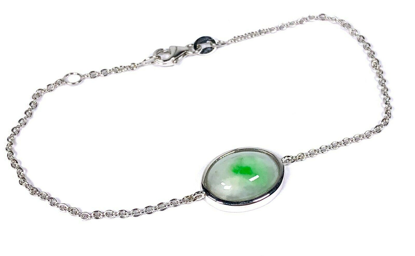 4.60 ct. Type A Mottled Jade Bracelet in 18K White Gold