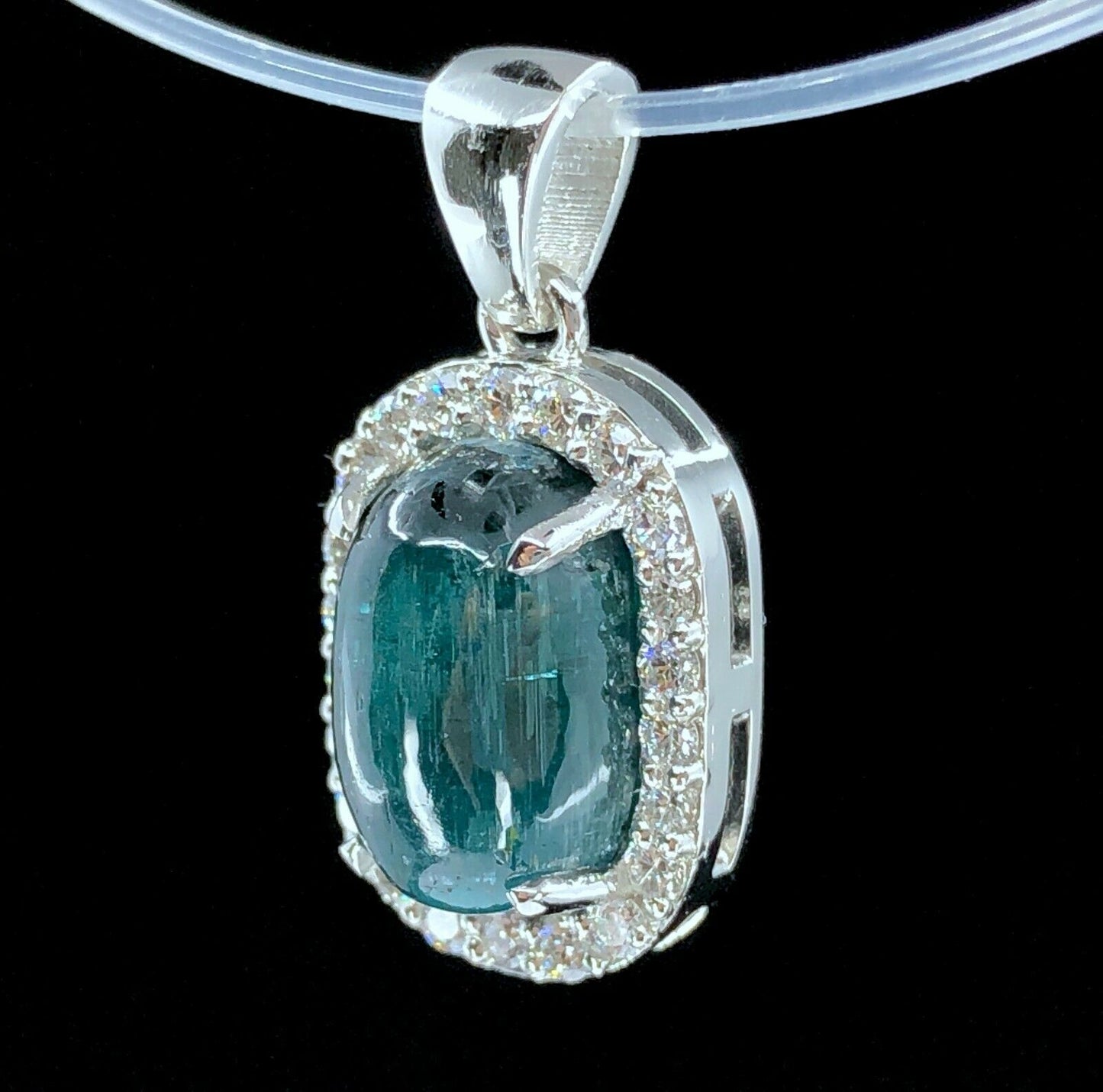 GIA 6.16 ct. Cat's Eye Tourmaline & Diamond Pendant in Platinum