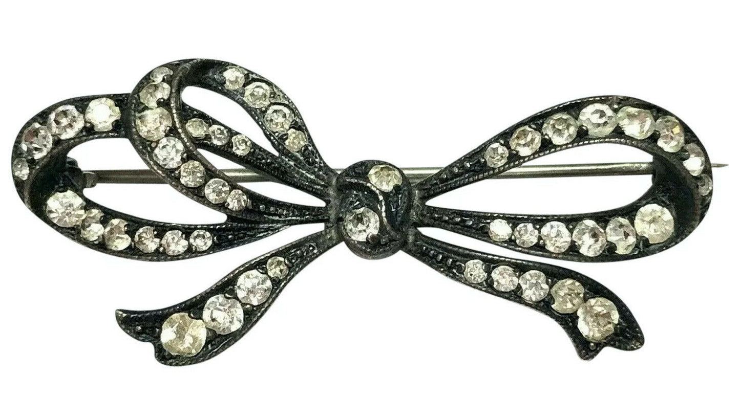 Victorian Era Knoll & Pregizer Old Mine Cut Paste Brooch in Sterling Silver