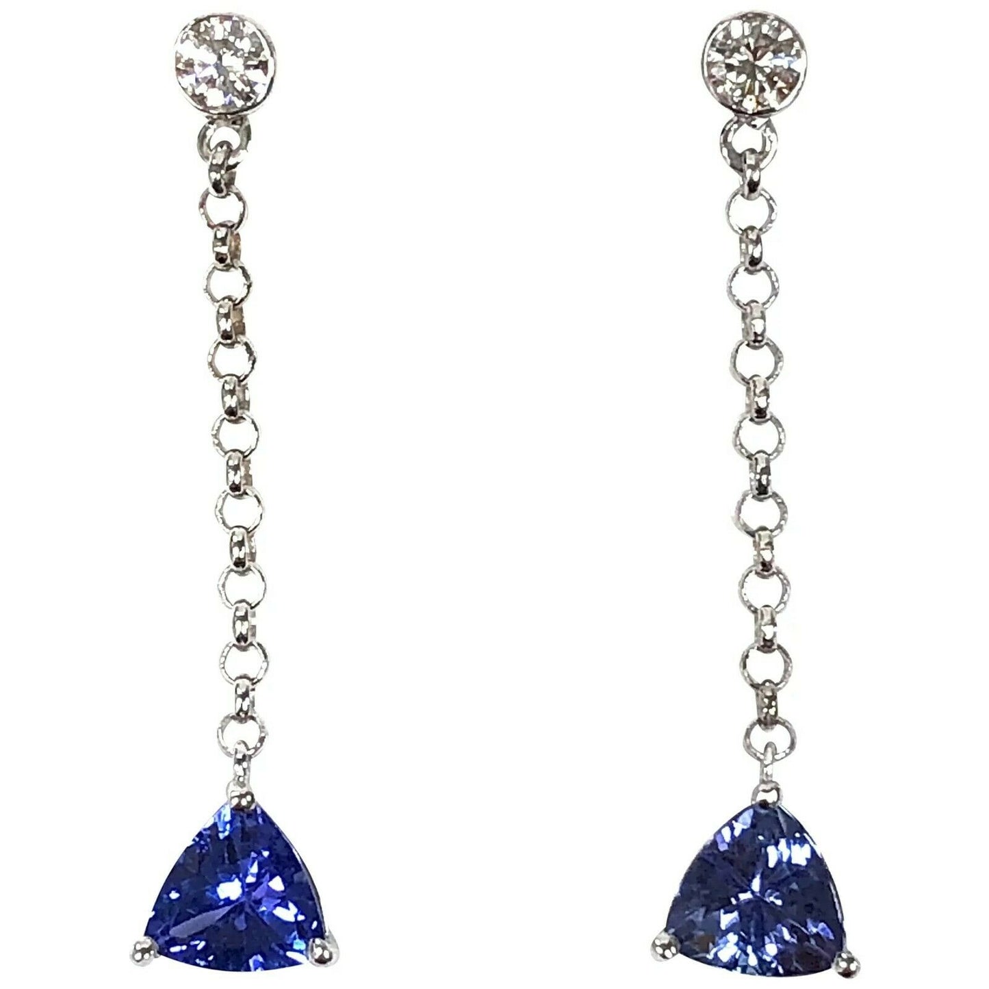 Tanzanite & Diamond Dangle Earrings in 14K White Gold